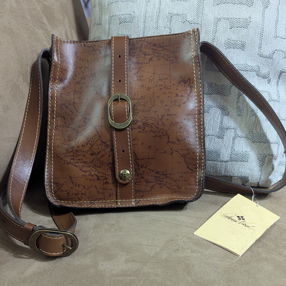 Patricia Nash Map Print Brown Crossbody Bag